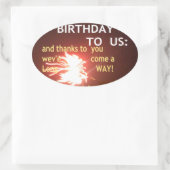 Sticker Ovale Fête Fireworks avec message Merci (Sac)