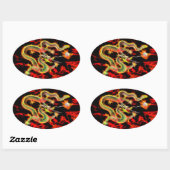 Sticker Ovale Feu de dragon sur Lucky Energy (Feuille)