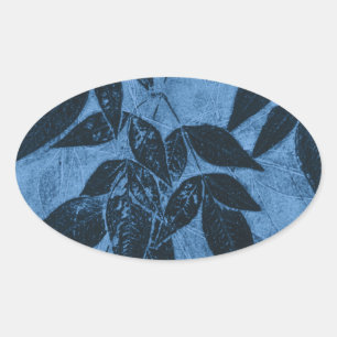 Sticker Ovale Feuille bleu