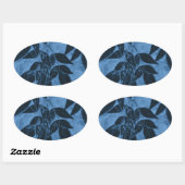 Sticker Ovale Feuille bleu (Feuille)