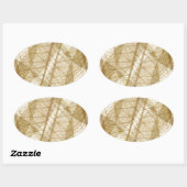 Sticker Ovale Feuilles en dentelle beige crème pâle (Feuille)
