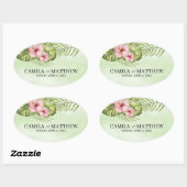 Sticker Ovale Feuilles Et Fleurs Exotiques (Feuille)