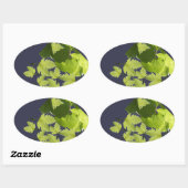 Sticker Ovale Feuilles verts de vigne (Feuille)