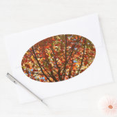 Sticker Ovale Feux d'artifice de feuilles d'automne (Enveloppe)