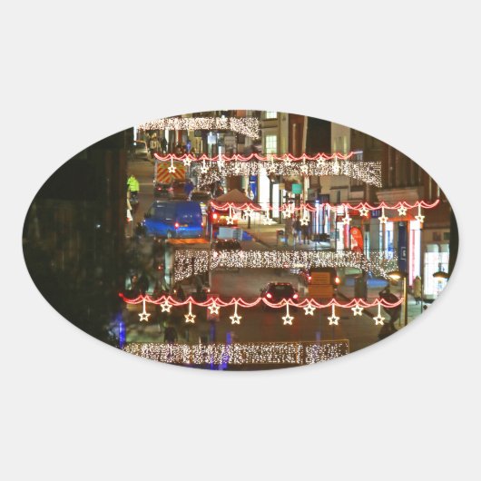 Sticker Ovale Feux de Noël Guildford (Devant)