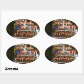 Sticker Ovale Feux de Noël Guildford (Feuille)