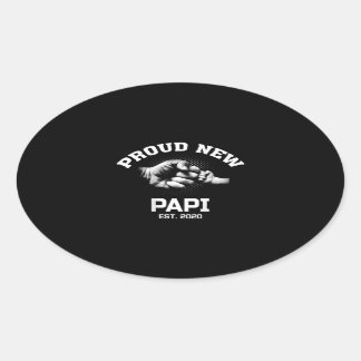 Sticker Ovale Fier Nouveau Papi EST 2020 Cadeau Pour Papa Grand-