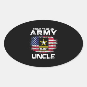 Sticker Ovale Fière D'Être Un Oncle De L'Armée Avec Un Drapeau A