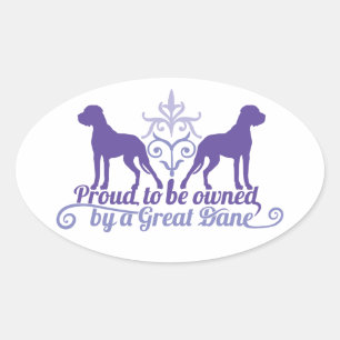 Sticker Ovale Fière propriétaire d'un Great Dane violet