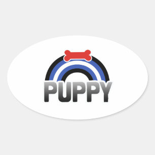 Sticker Ovale Fierté de jeu de chiot