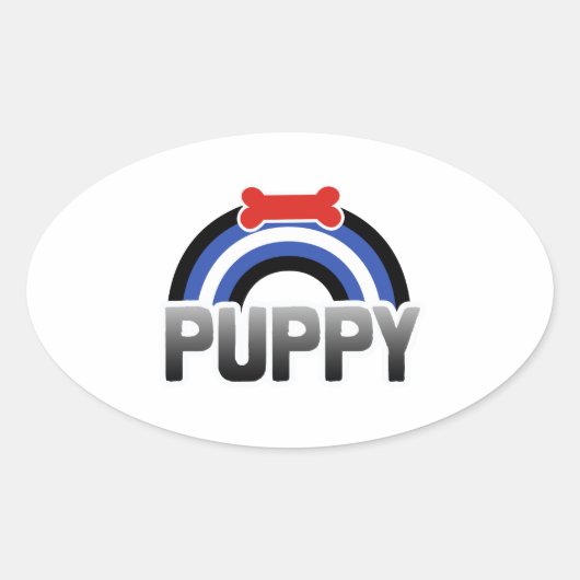 Sticker Ovale Fierté de jeu de chiot (Devant)
