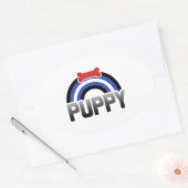 Sticker Ovale Fierté de jeu de chiot (Enveloppe)