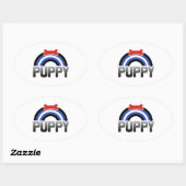 Sticker Ovale Fierté de jeu de chiot (Feuille)