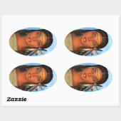 Sticker Ovale Fille amérindienne (Feuille)