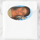 Sticker Ovale Fille amérindienne (Sac)