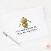 STICKER OVALE FILLE BÉBÉ AVEC 4 DRAGONFLITS (Enveloppe)