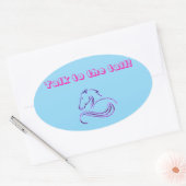 Sticker Ovale Filles Bleu mignon Parlez au Cheval de Queue / Pon (Enveloppe)