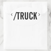 Sticker Ovale Fin/retour du camion, style HTML! (Sac)