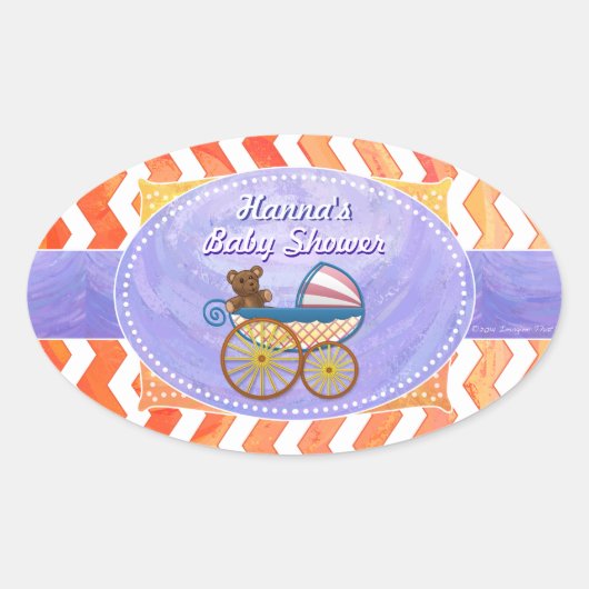 Sticker Ovale Fire Lake Orange Chevron Baby (Devant)