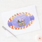 Sticker Ovale Fire Lake Orange Chevron Baby (Enveloppe)