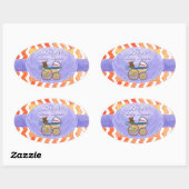 Sticker Ovale Fire Lake Orange Chevron Baby (Feuille)