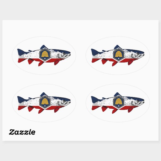 Sticker Ovale Fish Utah Trout (Feuille)
