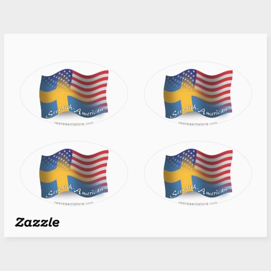 Sticker Ovale Flag de Swedish-American (Feuille)