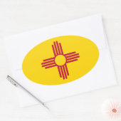 Sticker Ovale Flag du Nouveau-Mexique (Enveloppe)