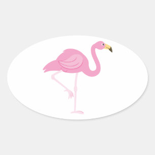 Sticker Ovale Flamant rose
