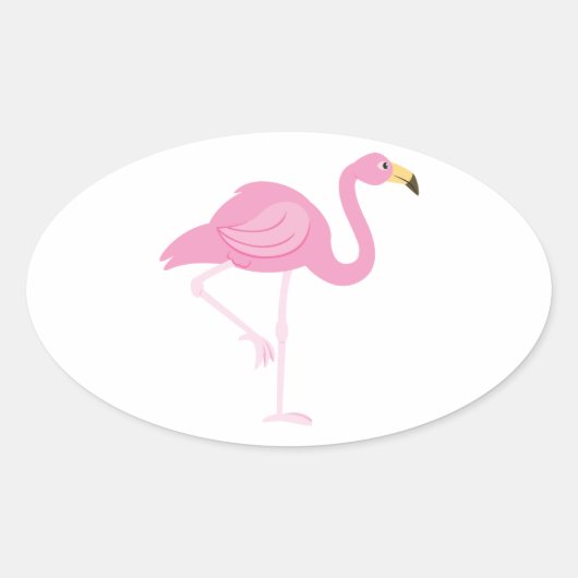 Sticker Ovale Flamant rose (Devant)