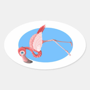 Sticker Ovale Flamant rose