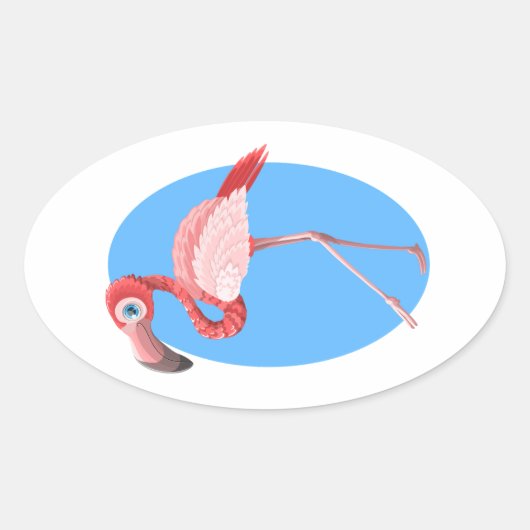 Sticker Ovale Flamant rose (Devant)