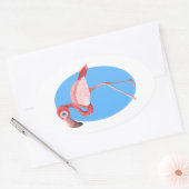 Sticker Ovale Flamant rose (Enveloppe)