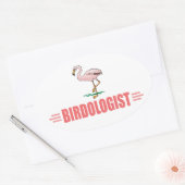 Sticker Ovale Flamant rose drôle (Enveloppe)