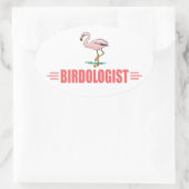 Sticker Ovale Flamant rose drôle (Sac)