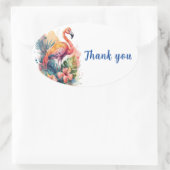Sticker Ovale Flamant rose Merci (Sac)