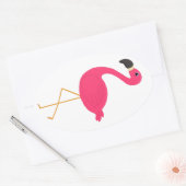 Sticker Ovale Flamant rose rose (Enveloppe)