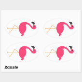 Sticker Ovale Flamant rose rose (Feuille)