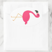 Sticker Ovale Flamant rose rose (Sac)