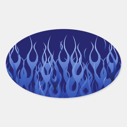 Sticker Ovale Flammes de course cool Blue Automotive (Devant)
