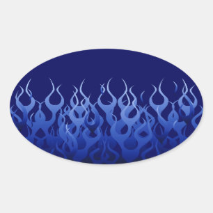 Sticker Ovale Flammes de course cool Blue Automotive
