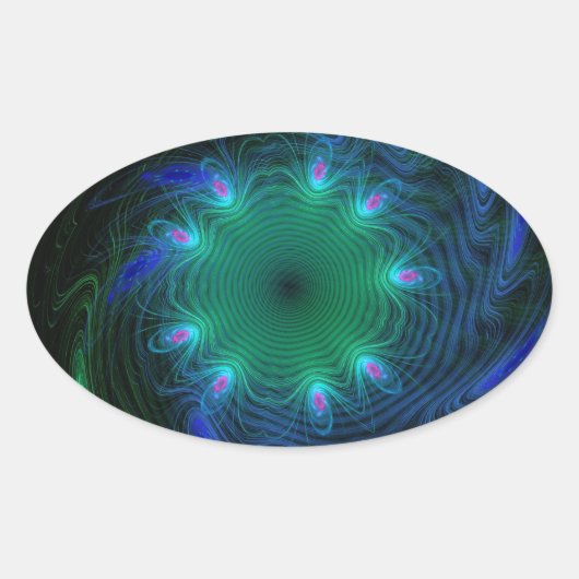 Sticker Ovale Flèches Bleues Et Vertes (Devant)