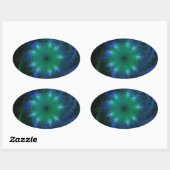 Sticker Ovale Flèches Bleues Et Vertes (Feuille)