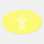 Sticker Ovale Fleur blanche Pastel Jaune Pâques (Devant)