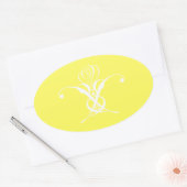 Sticker Ovale Fleur blanche Pastel Jaune Pâques (Enveloppe)