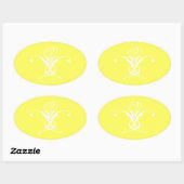 Sticker Ovale Fleur blanche Pastel Jaune Pâques (Feuille)