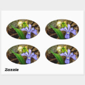 Sticker Ovale Fleur blanche pourpre bleu Iris (Feuille)