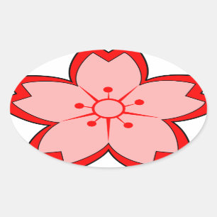 Sticker Ovale Fleur de cerisier japonaise