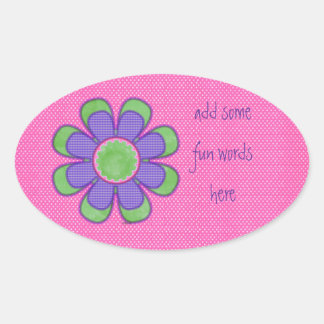 Sticker Ovale Fleur de contrôle pourpre