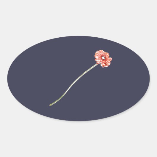 Sticker Ovale Fleur de Gerbera Rouge Pâle (Devant)